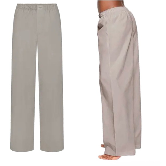 SKIMS Poplin Unisex Sleep Pant Silver XL NWT – 100% Cotton, Side Pockets - Picture 1 of 15